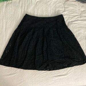 Loft Lace Flared Mini Skirt - High Waist - Black